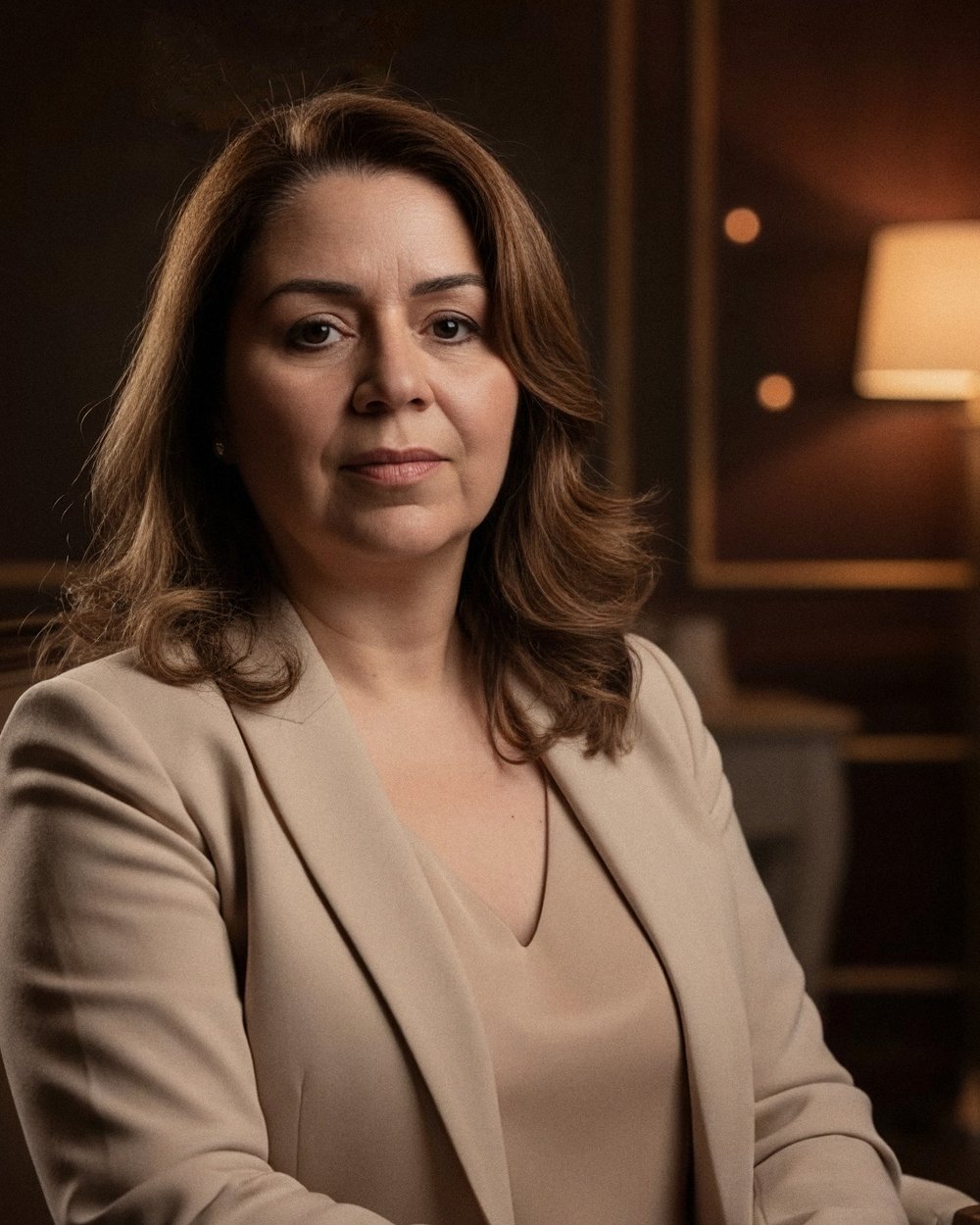 Dra. Edwiges Dias da Rosa em retrato, olhando para a câmera
